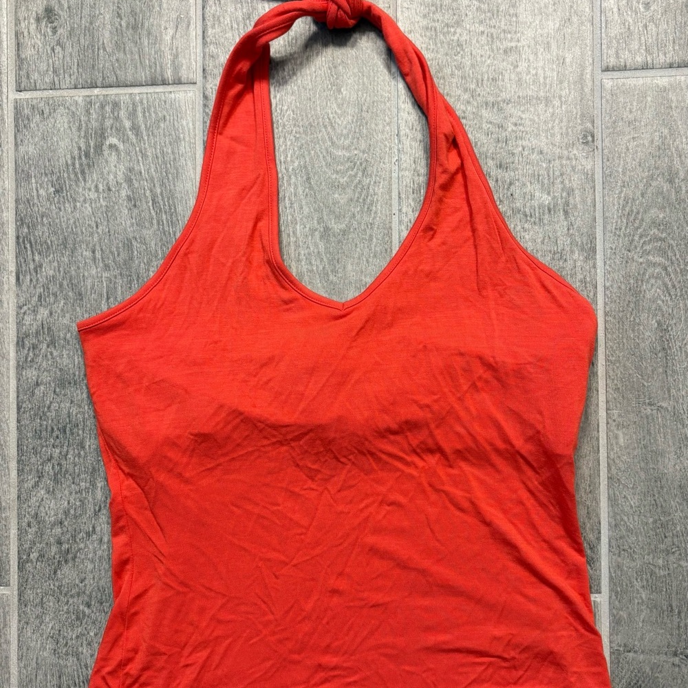Dark Orange Halter Neck Tank Top Size Large Built in Bra - Picture 8 of 8